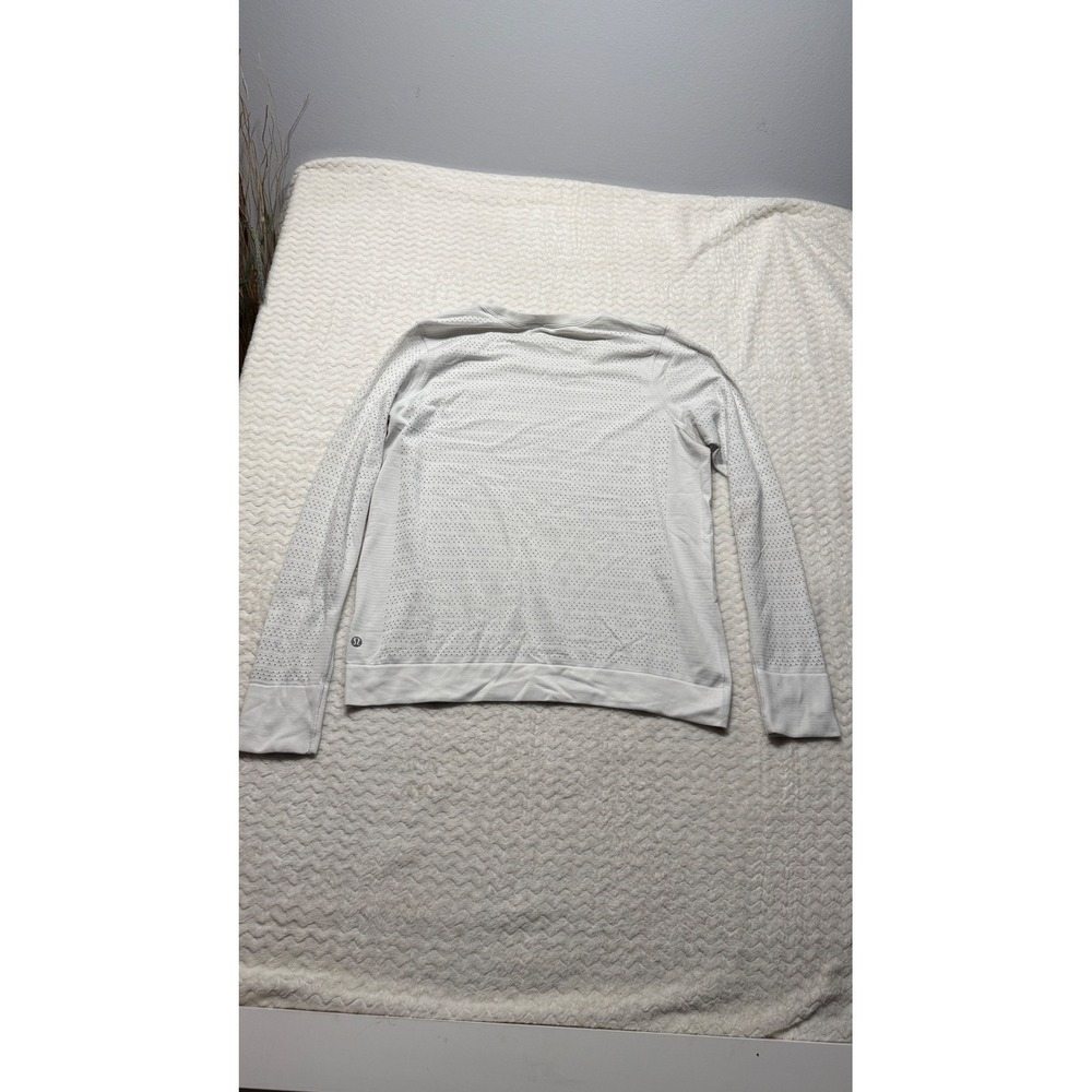 Lululemon Long Sleeve Shirt Light Grey Mesh Pointelle Womens 4544